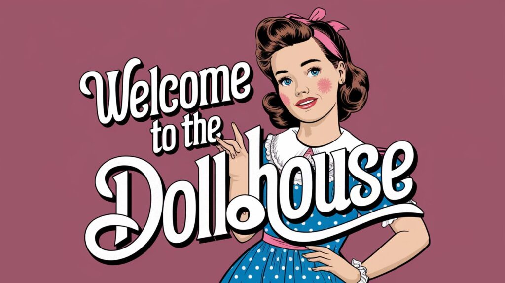 Vintage Welcome to the Dollhouse banner sign