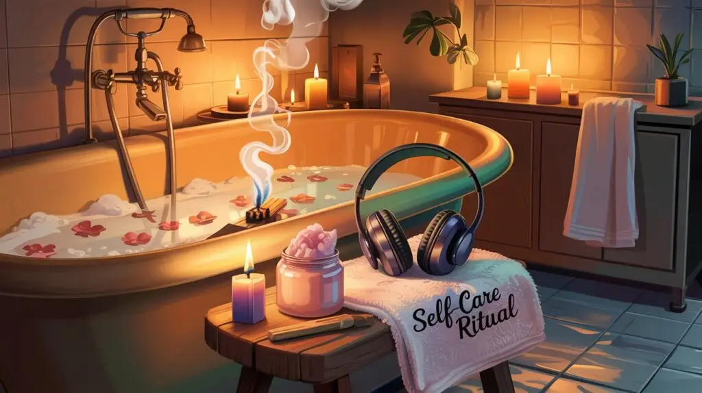 Serene dim bathtub relaxing